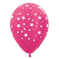 12" Pink Mixed Stars Latex Balloons 25pk
