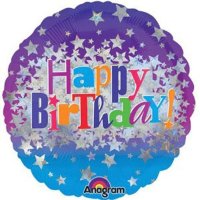 (image for) 18" Happy Birthday Bright Stars Foil Balloons