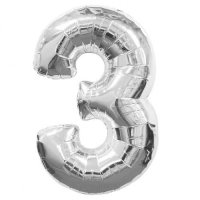 Anagram Number 3 Silver Supershape Balloons