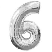 Anagram Number 6 Silver Supershape Balloons