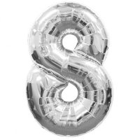 Anagram Number 8 Silver Supershape Balloons