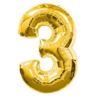 (image for) Anagram Number 3 Gold Supershape Balloons