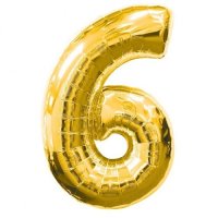(image for) Anagram Number 6 Gold Supershape Balloons