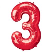 Anagram Number 3 Red Supershape Balloons