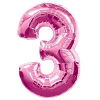 Anagram Number 3 Pink Supershape Balloons