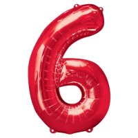 (image for) Anagram Number 6 Red Supershape Balloons