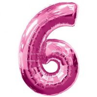 (image for) Anagram Number 6 Pink Supershape Balloons