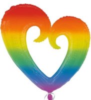 (image for) 60s Rainbow Open Heart Supershape Balloons