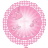 18" Christening Booties Pink Foil Balloons