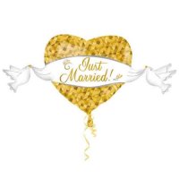 Just Married Hearts And Doves Supershape Balloons
