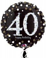 18" Black And Gold 40th Birthday Foil Balloons