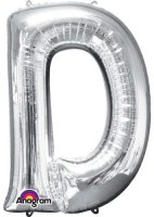 Letter D Silver Supershape Balloons