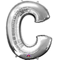 (image for) 16" C Letter Silver Air Filled Balloons
