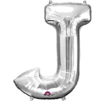 (image for) 16" J Letter Silver Air Filled Balloons