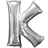 (image for) 16" K Letter Silver Air Filled Balloons