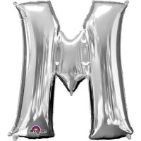 (image for) 16" M Letter Silver Air Filled Balloons