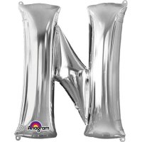 (image for) 16" N Letter Silver Air Filled Balloons