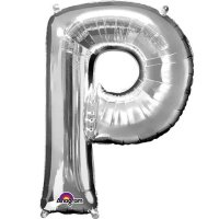 16" P Letter Silver Air Filled Balloons