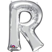 16" R Letter Silver Air Filled Balloons