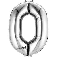 (image for) 16" Number 0 Silver Air Filled Balloons