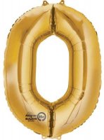 (image for) 16" Number 0 Gold Air Filled Balloons