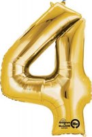 16" Number 4 Gold Air Filled Balloons