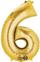 16" Number 6 Gold Air Filled Balloons