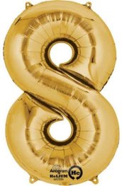 (image for) 16" Number 8 Gold Air Filled Balloons