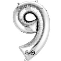 (image for) 16" Number 9 Silver Air Filled Balloons