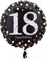 18" Black And Gold 18th Birthday Foil Balloons