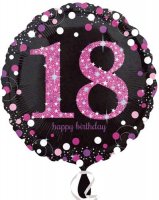 18" Black And Pink 18th Birthday Foil Balloons