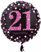 18" Black And Pink 21st Birthday Foil Balloons