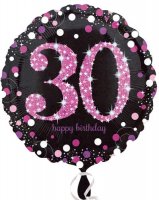 18" Black And Pink 30th Birthday Foil Balloons