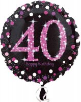 18" Black And Pink 40th Birthday Foil Balloons