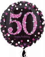 (image for) 18" Black And Pink 50th Birthday Foil Balloons