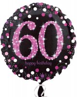(image for) 18" Black And Pink 60th Birthday Foil Balloons