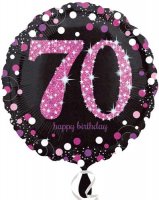 18" Black And Pink 70th Birthday Foil Balloons