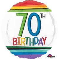 18" Rainbow Birthday 70th Foil Balloons
