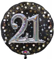 36" Gold Celebration Sparkling 21st Jumbo Foil Balloons