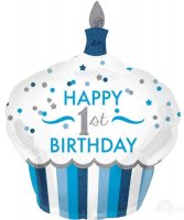 1st Birthday Cupcake Boy Supershape Balloons