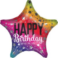 19" Rainbow Star Happy Birthday Foil Balloons