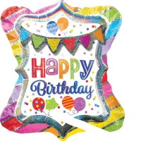 Bright Birthday Party Bunting Holographic Balloons