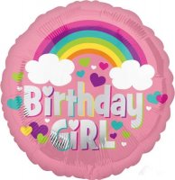 18" Birthday Girl Rainbow Foil Balloons