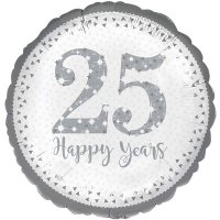 18" Sparkling 25th Silver Anniversary Foil Balloons