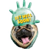 Get Well Soon Pug Supershape Balloons