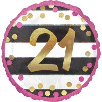 18" Pink & Gold 21st Birthday Foil Balloons