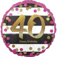 18" Pink & Gold 40th Birthday Foil Balloons