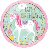 18" Magical Unicorn Happy Birthday Foil Balloons