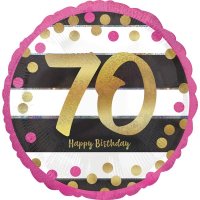 18" Pink & Gold 70th Birthday Foil Balloons