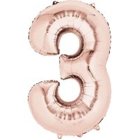 16" Rose Gold Number 3 Air Fill Balloons